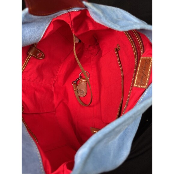 Dooney & Bourke Sky Blue Suede Hobo Bag Logo Lock Key Fob Coin Purse - Picture 9 of 16